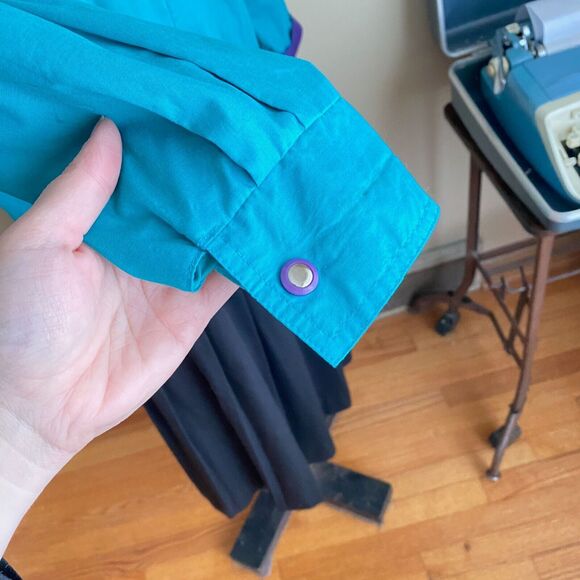 Vintage Casual Club Size Small Ski Jacket Teal Purple Lined Retro 90s Two Tone - Picture 8 of 10